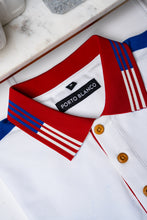Load image into Gallery viewer, Polo Porto Blanco color Blanco con detalles color Azul y Rojo | PLE-2452