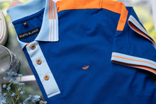 Load image into Gallery viewer, Polo Azul Porto Planco detalles de color anaranjado y blanco | PLE-2444