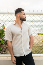 Load image into Gallery viewer, Men's Yarn Dye 100% Linen Solid Guayabera Shirt Short Sleeve | M-2528-RX Natural