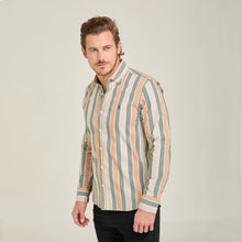 Load image into Gallery viewer, Camisa Manga Larga de Lineas Colores Combinados Porto Blanco | C-2546