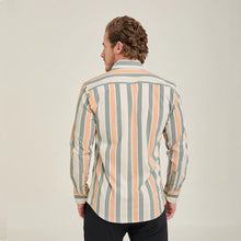 Load image into Gallery viewer, Camisa Manga Larga de Lineas Colores Combinados Porto Blanco | C-2546