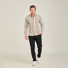 Load image into Gallery viewer, Camisa Manga Larga de Lineas Colores Combinados Porto Blanco | C-2546