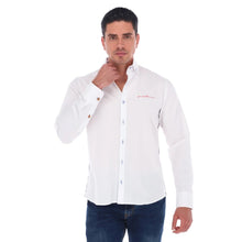 Load image into Gallery viewer, Camisa Casual Manga Larga Rayas Laterales Color Azul y Rojo | E-2208