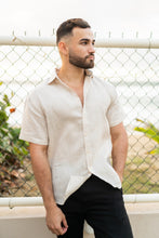 Load image into Gallery viewer, Men's Yarn Dye 100% Linen Solid Guayabera Shirt Short Sleeve | M-2528-RX Natural