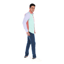 Load image into Gallery viewer, Men's Solid Long Sleeve Special Edition Button Down Shirt Green, Terracotta, Pink & Blue | Porto Blanco E-2029