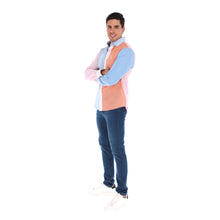 Load image into Gallery viewer, Porto Blanco Solid Long Sleeve Special Edition Button Down Shirt Terracotta, Pink & Blue | E-2034