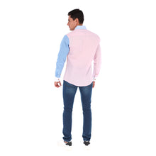 Load image into Gallery viewer, Porto Blanco Solid Long Sleeve Special Edition Button Down Shirt Terracotta, Pink & Blue | E-2034