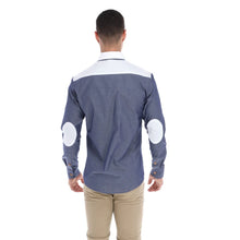 Load image into Gallery viewer, Camisa de Vestir Manga Larga Lisa Azul Con Detalle en el Cuello y Codos | E-2102