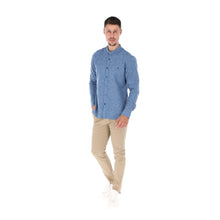 Load image into Gallery viewer, Camisa Porto Blanco de Caballero Cuello Mao Azul | E-2108