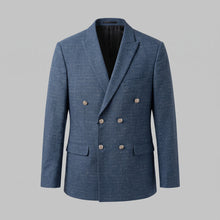 Load image into Gallery viewer, Blazer Cruzado Azul Textura Slub (20351)