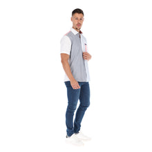 Load image into Gallery viewer, Men's Patchwork Short Sleeve Classic Button Down Shirt Gray, Blue, Pink & White | Porto Blanco LMC-2021