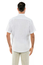 Load image into Gallery viewer, Men's Yarn Dye 100% Linen Solid Guayabera Shirt Short Sleeve | M-2528-RX White