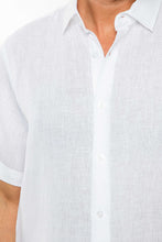 Load image into Gallery viewer, Men's Yarn Dye 100% Linen Solid Guayabera Shirt Short Sleeve | M-2528-RX White