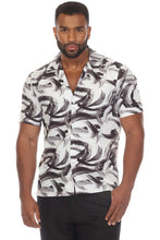 Load image into Gallery viewer, Mojito Men's Stylish Novelty Print Poly Stretch Party Shirt Short Sleeve | MS-8809-White-Gray