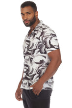 Load image into Gallery viewer, Mojito Men's Stylish Novelty Print Poly Stretch Party Shirt Short Sleeve | MS-8809-White-Gray