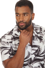 Load image into Gallery viewer, Mojito Men's Stylish Novelty Print Poly Stretch Party Shirt Short Sleeve | MS-8809-White-Gray