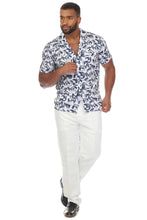 Load image into Gallery viewer, Mojito Men's Stylish Novelty Print Poly Stretch Party Shirt Short Sleeve | MS-8810-White-Blue