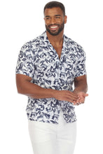 Load image into Gallery viewer, Mojito Men's Stylish Novelty Print Poly Stretch Party Shirt Short Sleeve | MS-8810-White-Blue