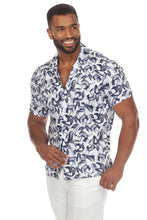 Load image into Gallery viewer, Mojito Men's Stylish Novelty Print Poly Stretch Party Shirt Short Sleeve | MS-8810-White-Blue