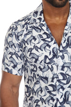 Load image into Gallery viewer, Mojito Men's Stylish Novelty Print Poly Stretch Party Shirt Short Sleeve | MS-8810-White-Blue