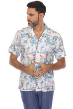Load image into Gallery viewer, Mojito Men's Stylish Novelty Print Poly Stretch Party Shirt Short Sleeve | MS-8811-White-Multi