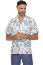 Load image into Gallery viewer, Mojito Men's Stylish Novelty Print Poly Stretch Party Shirt Short Sleeve | MS-8811-White-Multi