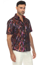 Load image into Gallery viewer, Mojito Men's Stylish Novelty Metallic Print Poly Stretch Party Shirt Short Sleeve | MS-8814-Multi-Black