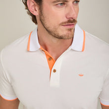 Load image into Gallery viewer, Polo Porto Blanco para caballero color blanco y naranja | PL-2541
