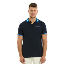 Load image into Gallery viewer, Polo Porto Blanco para Caballero color negro Liso Con Detalles Azul | PLE-2320
