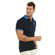 Load image into Gallery viewer, Polo Porto Blanco para Caballero color negro Liso Con Detalles Azul | PLE-2320