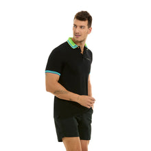 Load image into Gallery viewer, Polo Porto Blanco para Caballero color negro Liso Con Detalles Verdes | PLE-2321