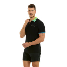 Load image into Gallery viewer, Polo Porto Blanco para Caballero color negro Liso Con Detalles Verdes | PLE-2321