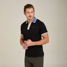 Load image into Gallery viewer, Polo Porto Blanco manga corta Negra ribetes a contraste algodón | PLE-2545