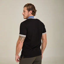 Load image into Gallery viewer, Polo Porto Blanco manga corta Negra ribetes a contraste algodón | PLE-2545