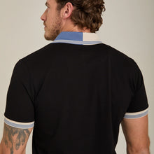 Load image into Gallery viewer, Polo Porto Blanco manga corta Negra ribetes a contraste algodón | PLE-2545