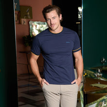 Load image into Gallery viewer, T-shirt Porto Blanco cuello Rib en Algodón | TR-03 Azul Marino