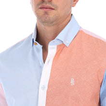 Load image into Gallery viewer, Porto Blanco Solid Long Sleeve Special Edition Button Down Shirt Terracotta, Pink & Blue | E-2034