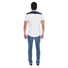 Load image into Gallery viewer, Men's Patchwork Short Sleeve Button Down Shirt Blue, Pink & Navy | Porto Blanco LMC-1910