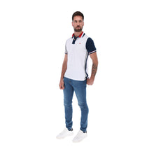 Load image into Gallery viewer, Men's Patchwork Polo Shirt White, Blue & Red / Porto Blanco PL-1696