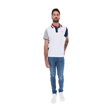 Load image into Gallery viewer, Men's Patchwork Polo Shirt White, Blue & Red / Porto Blanco PL-1696