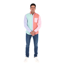 Load image into Gallery viewer, Men's Solid Long Sleeve Special Edition Button Down Shirt Green, Terracotta, Pink & Blue | Porto Blanco E-2029