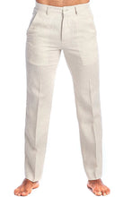 Load image into Gallery viewer, Mojito Men's Casual Flat Front Dress Pants 100% Natural Linen | M-4862-Natural