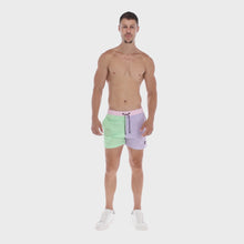 Load and play video in Gallery viewer, Traje De Baño Estampado Porto Blanco Caballero Verde, Lavanda y Rosado | TB-06