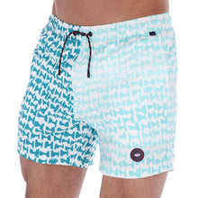 Load image into Gallery viewer, Aruba-13 Men's Patchwork Quick Dry Swim Trunks Blue White & Turquoise