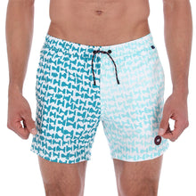 Load image into Gallery viewer, Aruba-13 Men's Patchwork Quick Dry Swim Trunks Blue White & Turquoise