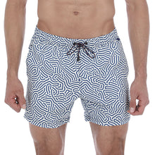 Load image into Gallery viewer, Aruba-19 Men's Print Quick Dry Swim Trunks White & Blue