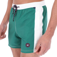 Load image into Gallery viewer, Basic-10 Men's Solid Quick Dry Swim Trunks Green & White