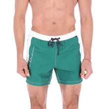 Load image into Gallery viewer, Basic-10 Men's Solid Quick Dry Swim Trunks Green & White