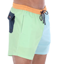 Load image into Gallery viewer, Bora Bora-01 Men's Patchwork Quick Dry Swim Trunks Green Blue & Camel