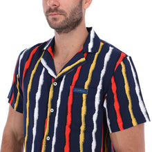 Load image into Gallery viewer, CR-1760 Men's Abstract Short Sleeve Classic Button Down Shirt Blue Red & Yellow| Porto Blanco